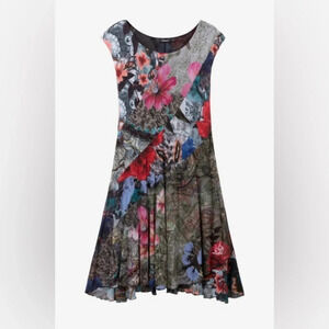 Desigual Karuka Asymmetrical Patchwork Floral Swing Dress